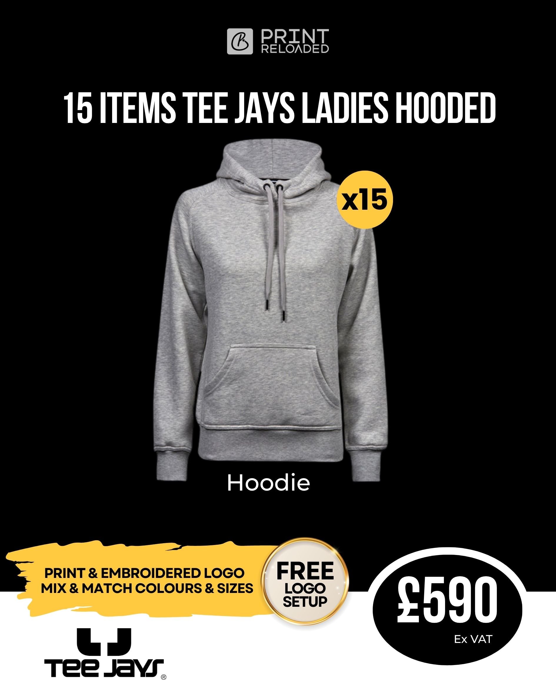 15 Items Tee Jays Ladies Hooded Sweatshirt Bundle
