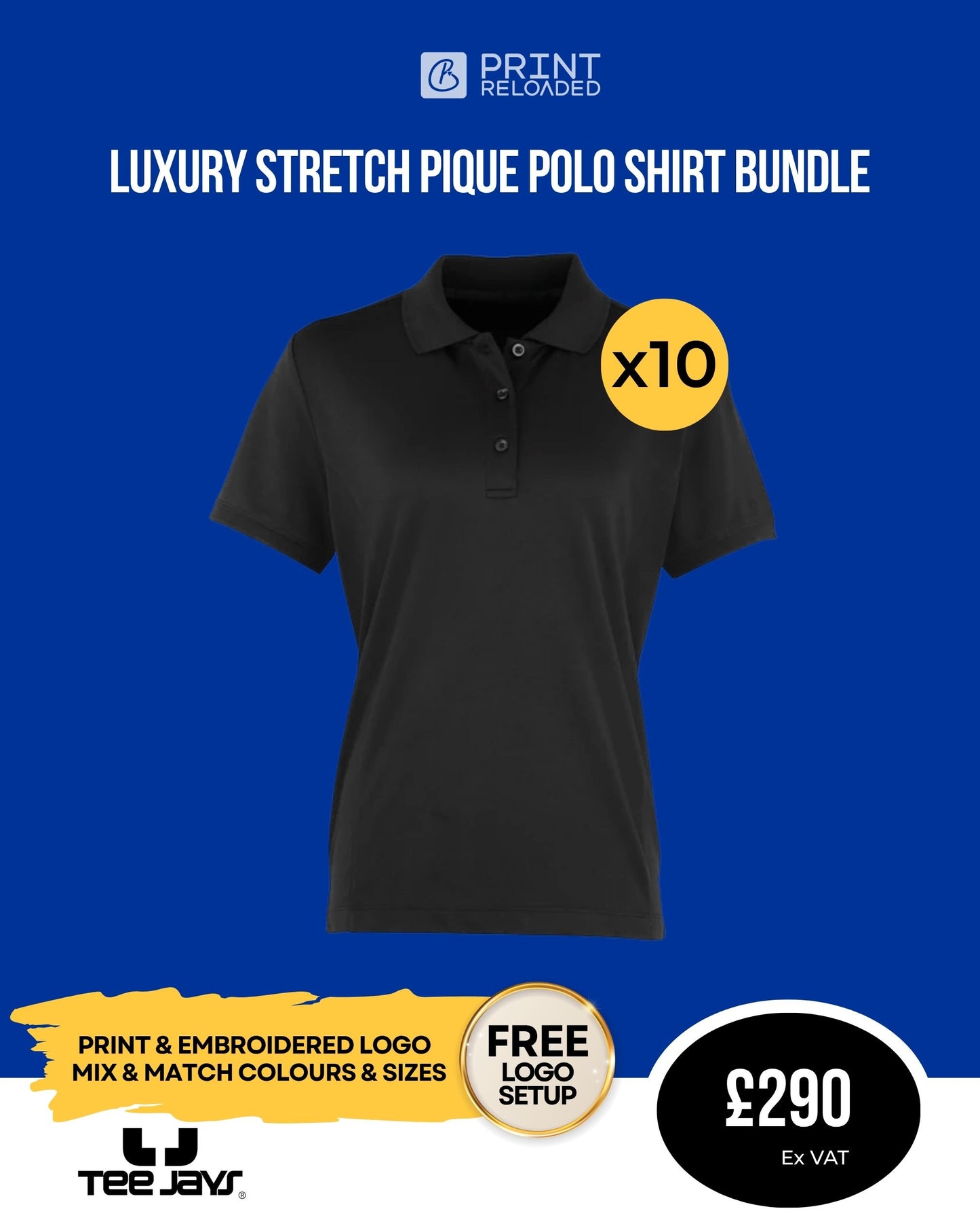 Luxury Stretch Pique Polo Shirt Bundle x10