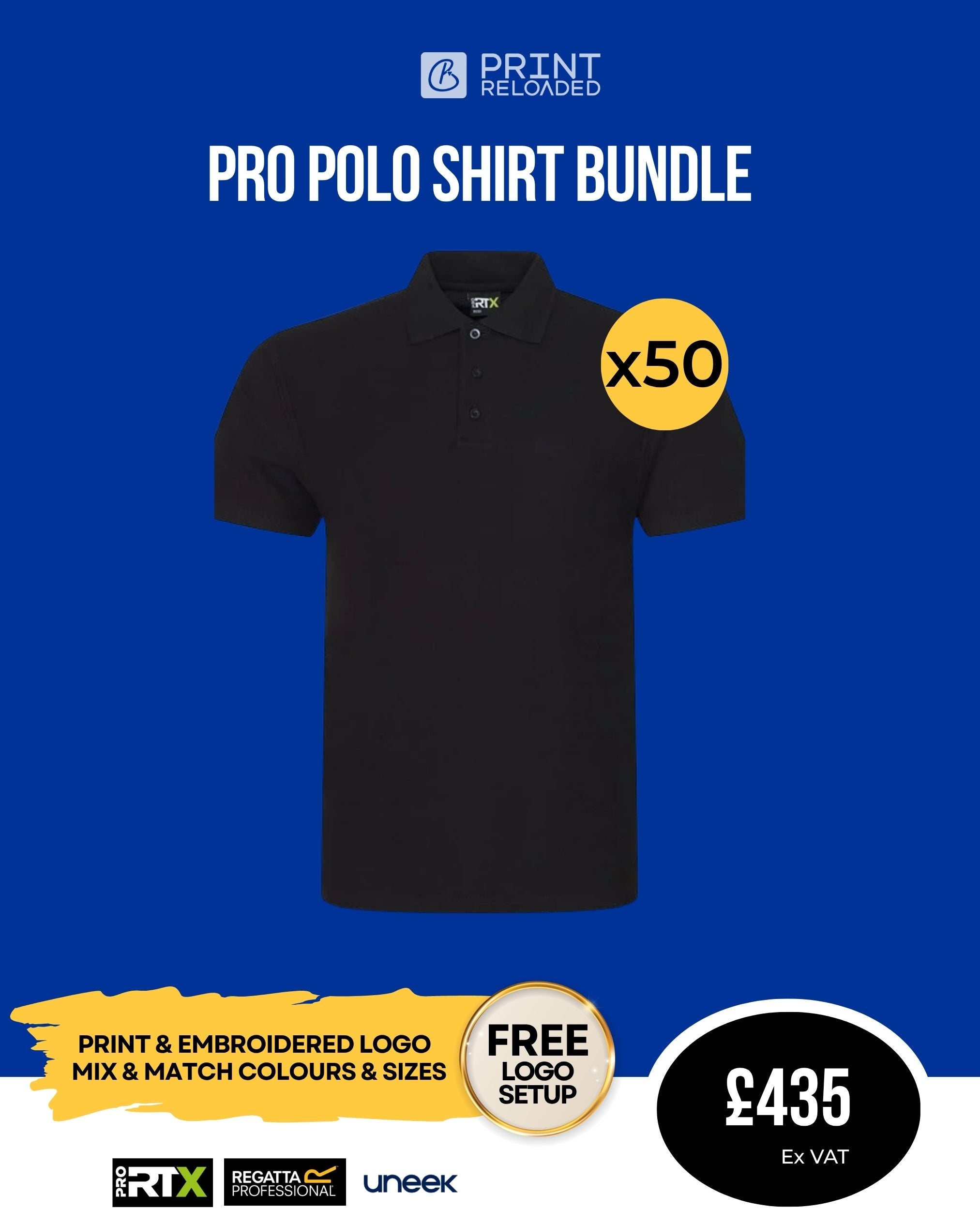 Luxury Stretch Pique Polo Shirt Bundle x50