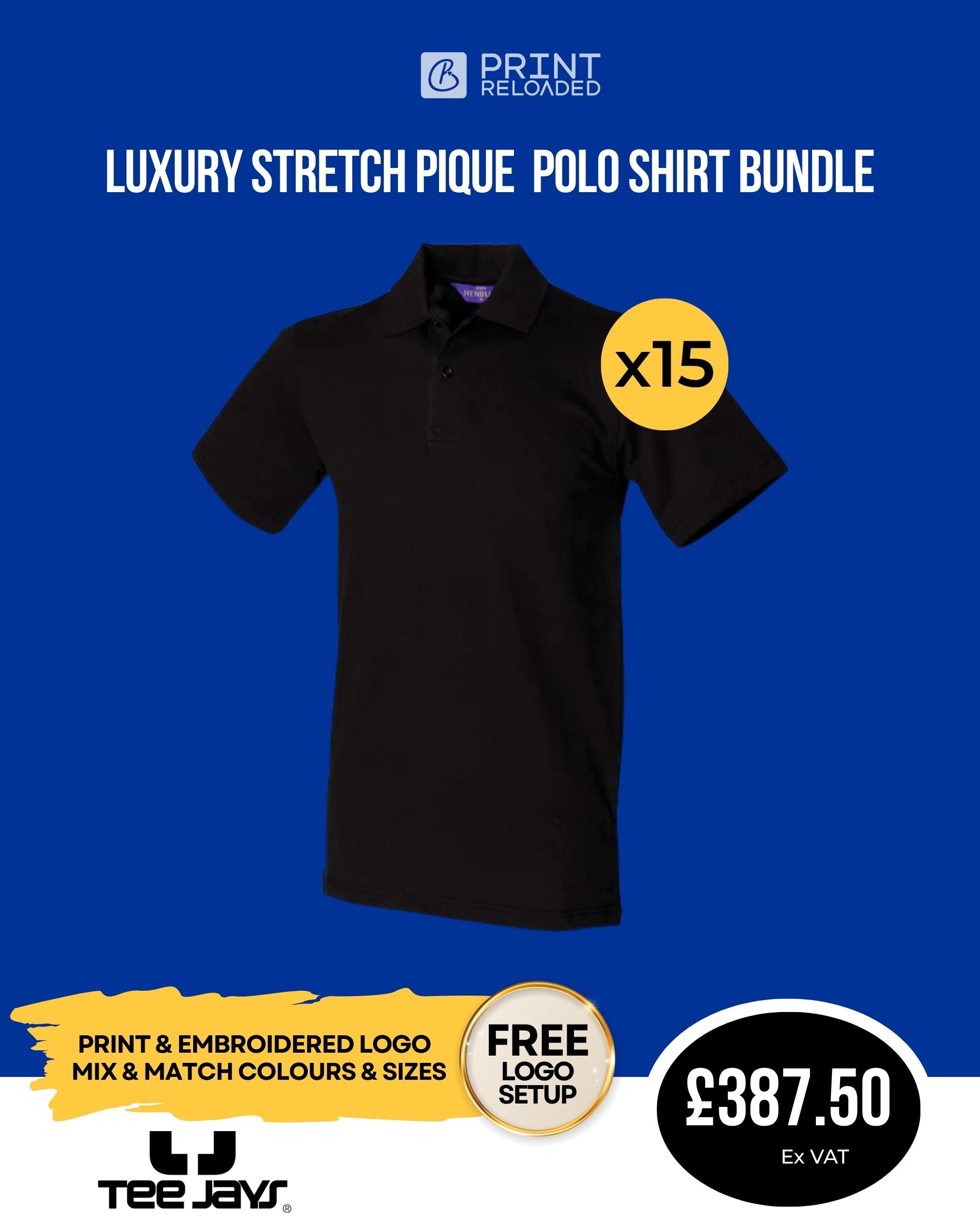 Luxury Stretch Pique Polo Shirt Bundle x15