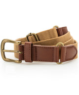 Faux leather and canvas belt