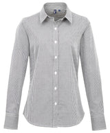 Women's Microcheck (Gingham) long sleeve cotton shirt