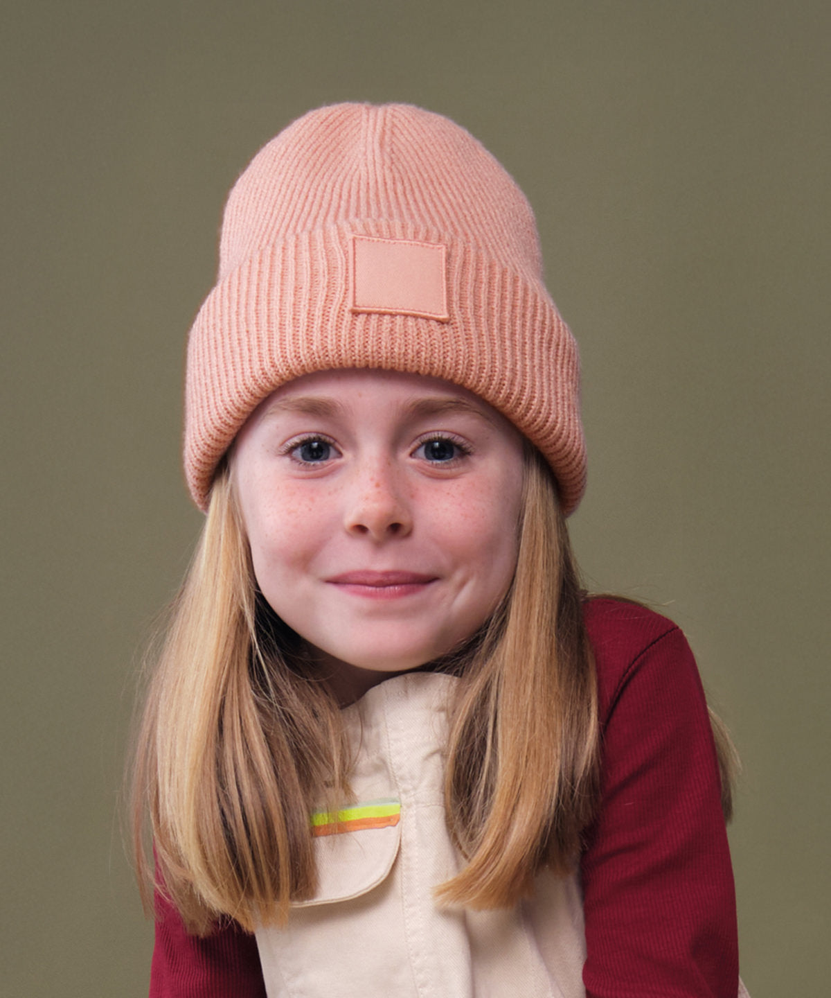 Kids deep cuffed tonal patch beanie