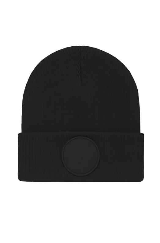 Circular Patch Beanie - Black
