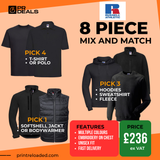 8 Piece Russell Athletic Mix & Match Embroidered Workwear Bundle