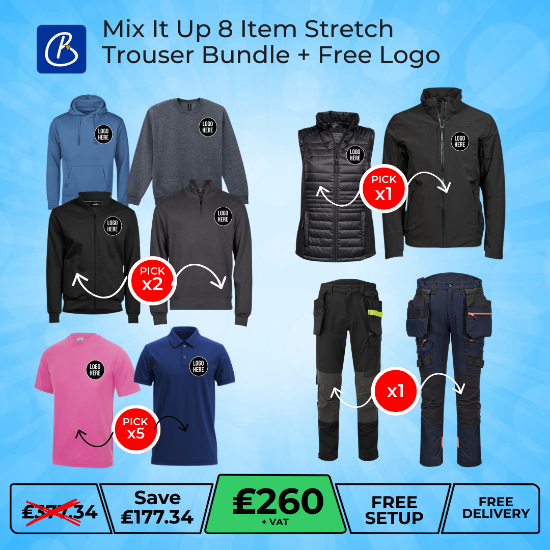 Mix It Up Two-Tone 8 Item Stretch Trouser Bundle + Free Logo