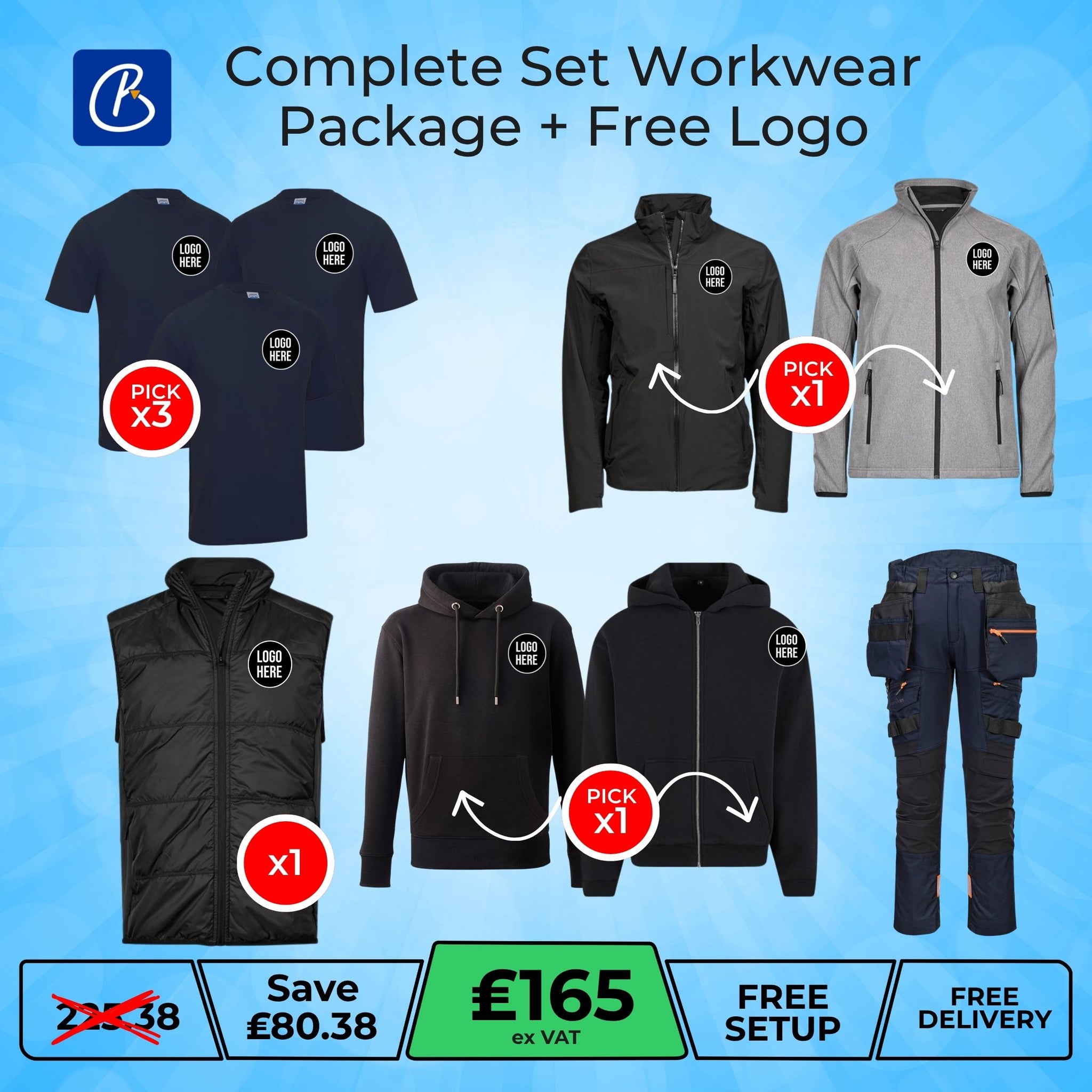 Complete Set Workwear Package + Free Logo
