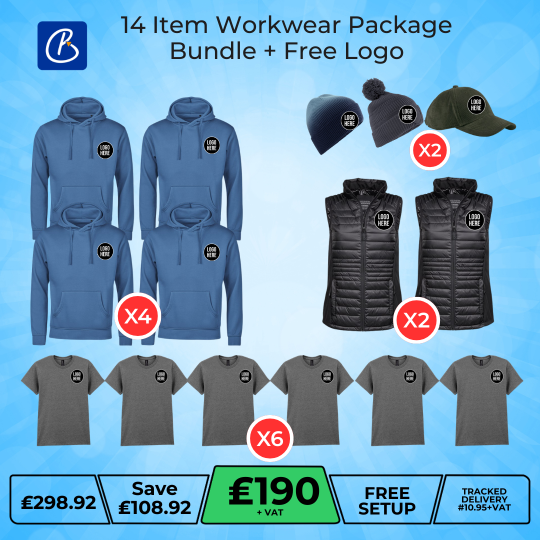14 Item Workwear Package Bundle + Free Logo