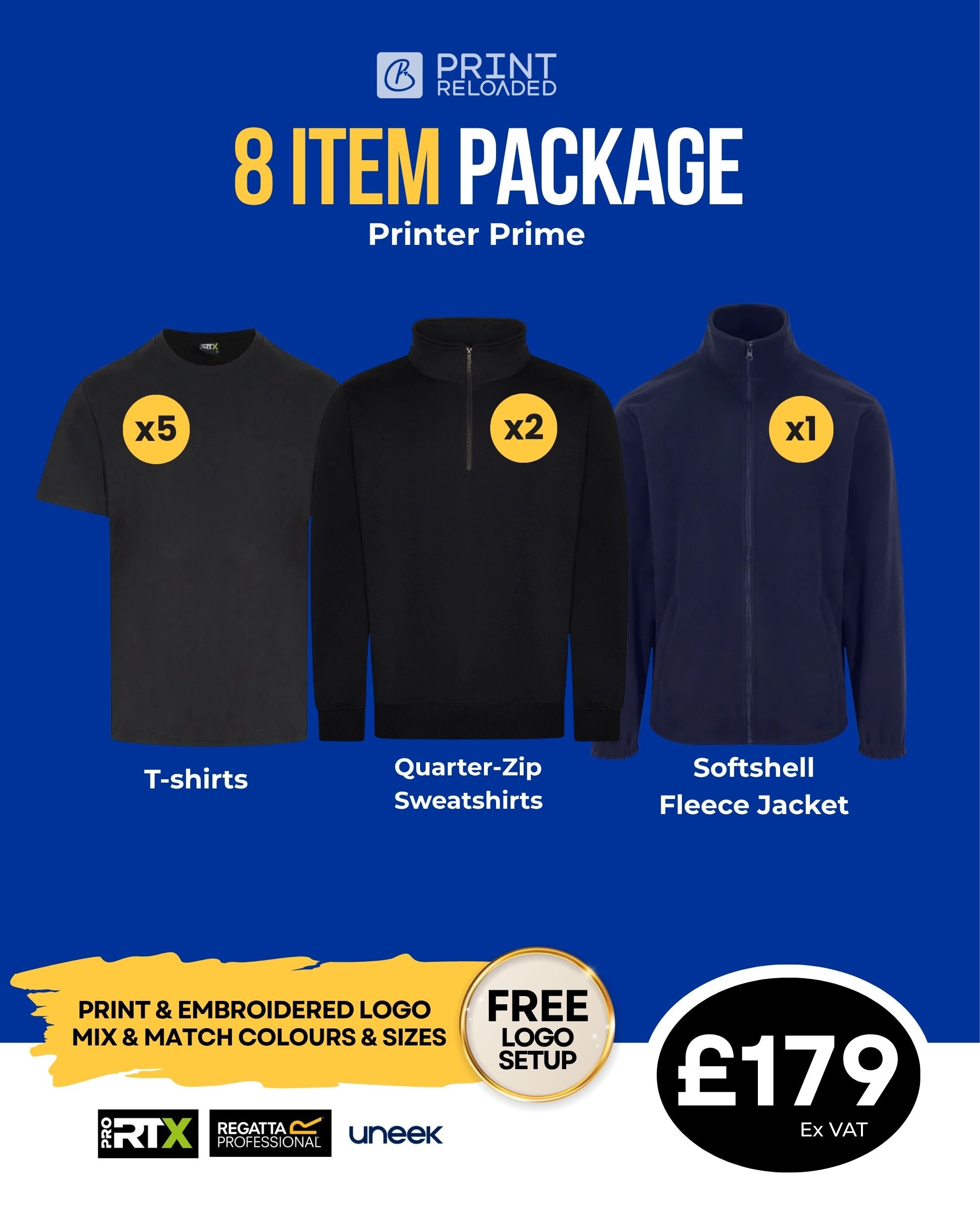 Printer Prime Two-Tone 8 Item Bundle + Free Logo