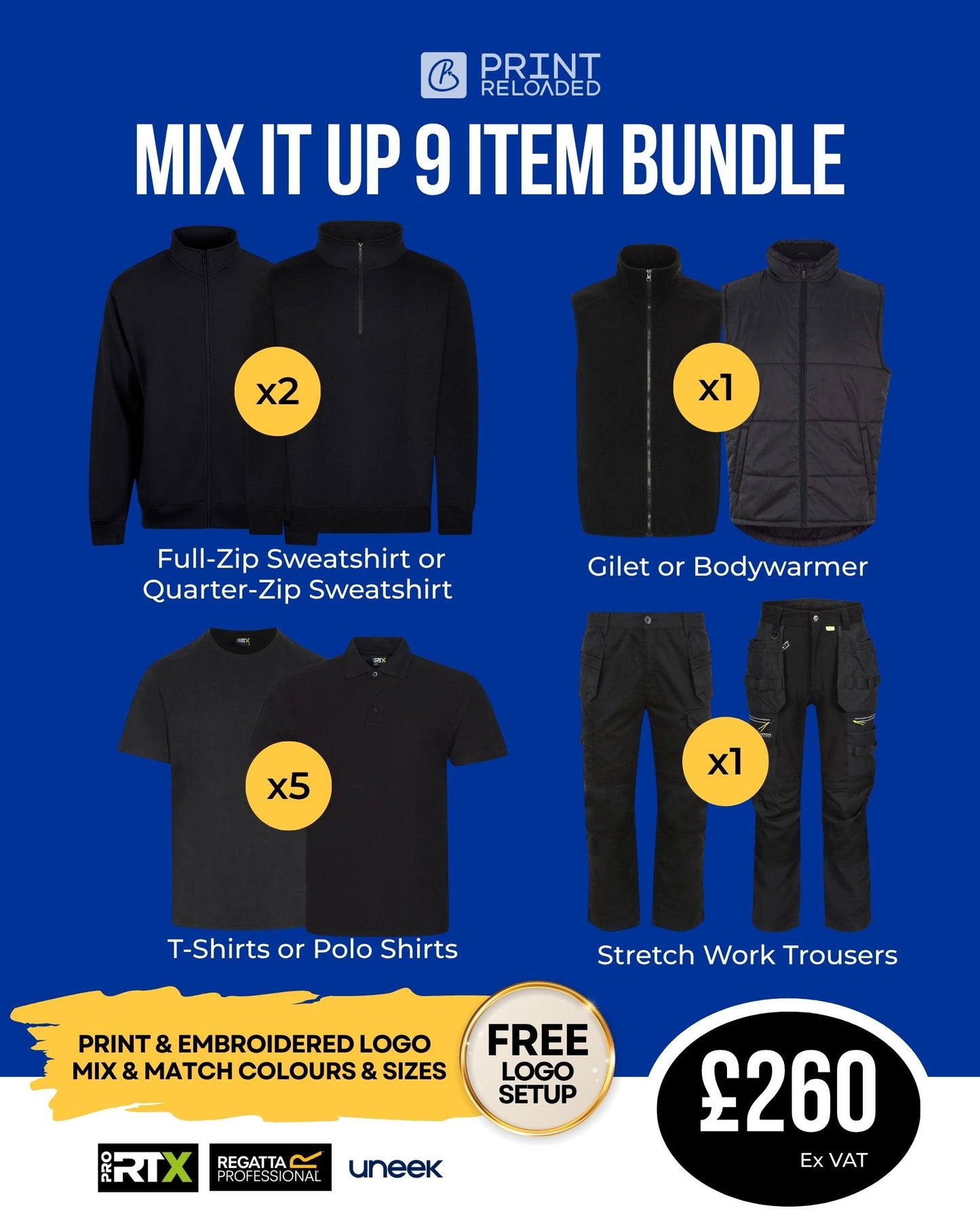 Mix It Up Two-Tone 9 Item Stretch Trouser Bundle + Free Logo