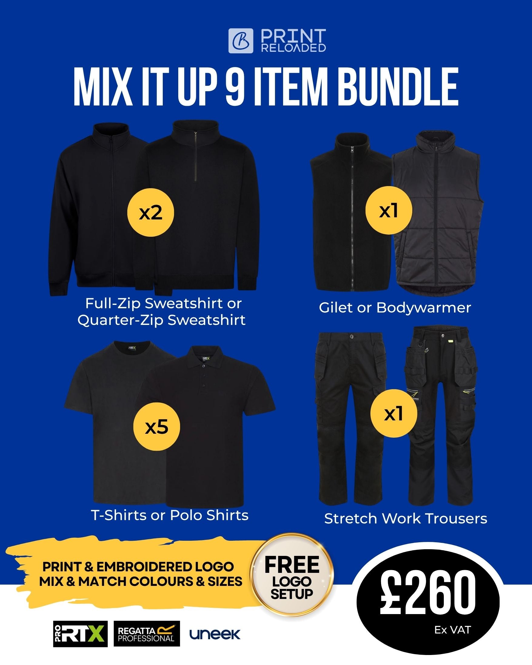 Mix It Up Two-Tone 9 Item Stretch Trouser Bundle + Free Logo
