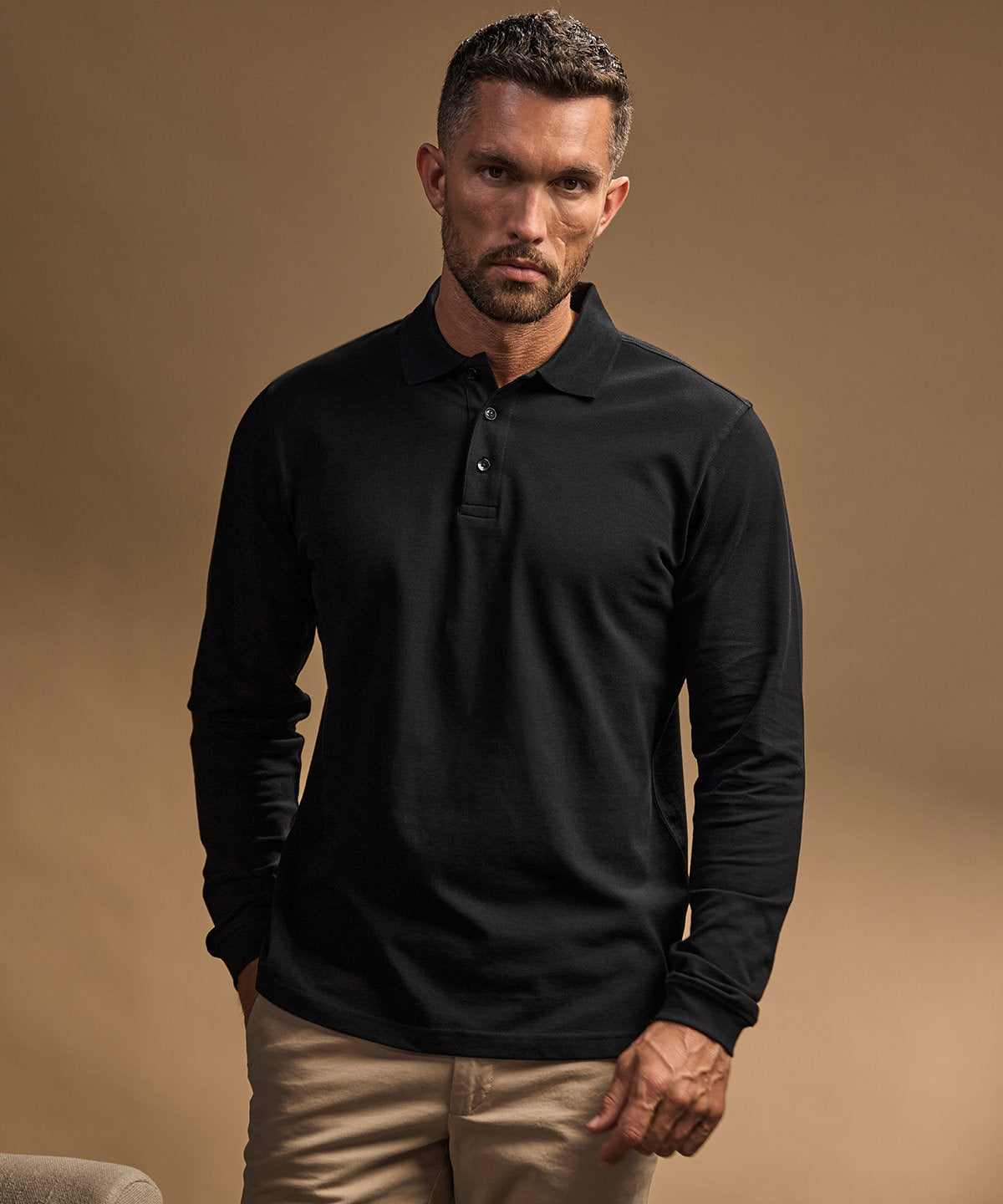 Luxury stretch long sleeve polo (1406)