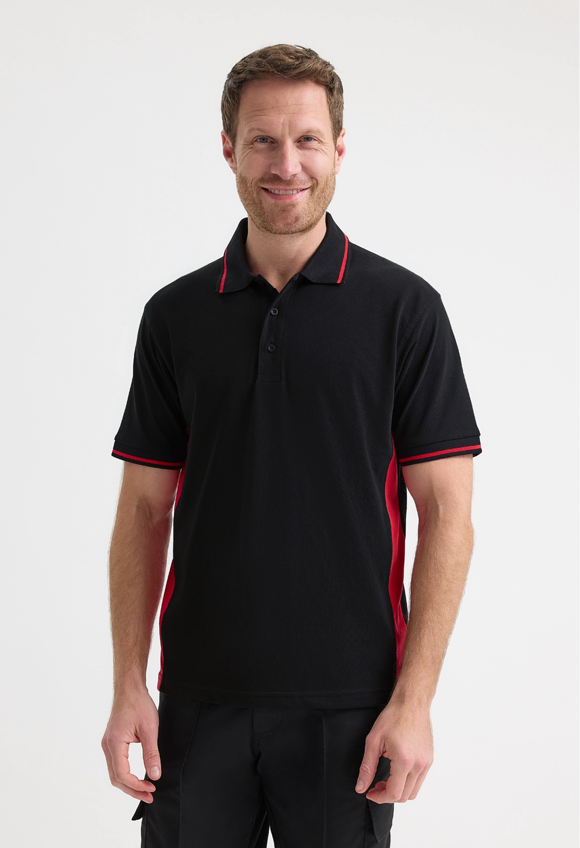 Two Tone Polo Shirt - Black/Charcoal