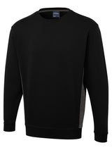 Two Tone Crew Neck Sweatshirt - Black/Charcoal