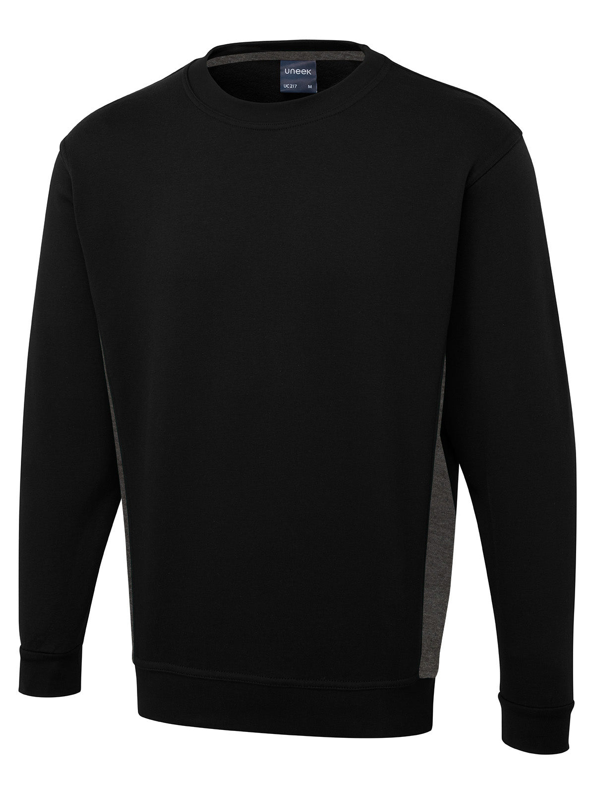 Two Tone Crew Neck Sweatshirt - Black/Charcoal