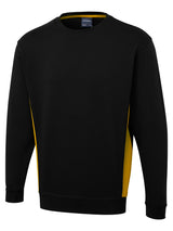 Two Tone Crew Neck Sweatshirt - Black/Yellow