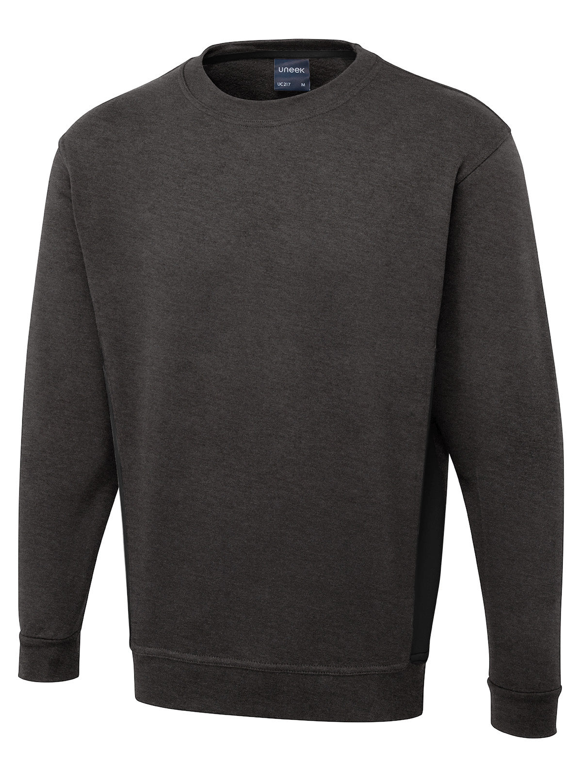 Two Tone Crew Neck Sweatshirt - Charcoal/Black