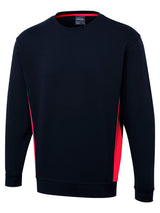 Two Tone Crew Neck Sweatshirt - Navy/Red