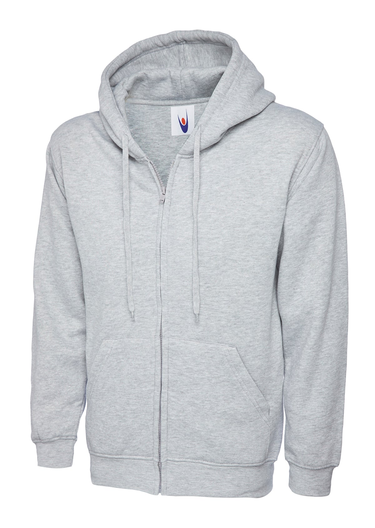Adults Classic Full Zip Hooded Sweatshirt - Heather Grey
