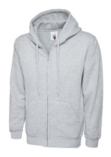 Adults Classic Full Zip Hooded Sweatshirt - Heather Grey