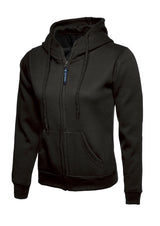 Ladies Classic Full Zip Hooded Sweatshirt - Black