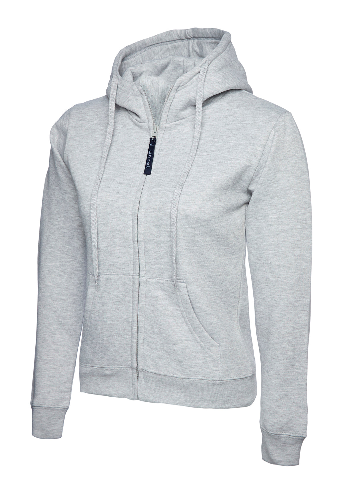 Ladies Classic Full Zip Hooded Sweatshirt - Heather Grey