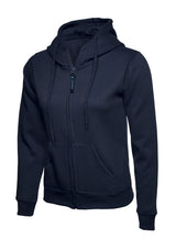 Ladies Classic Full Zip Hooded Sweatshirt - Navy