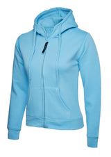 Ladies Classic Full Zip Hooded Sweatshirt - Sky