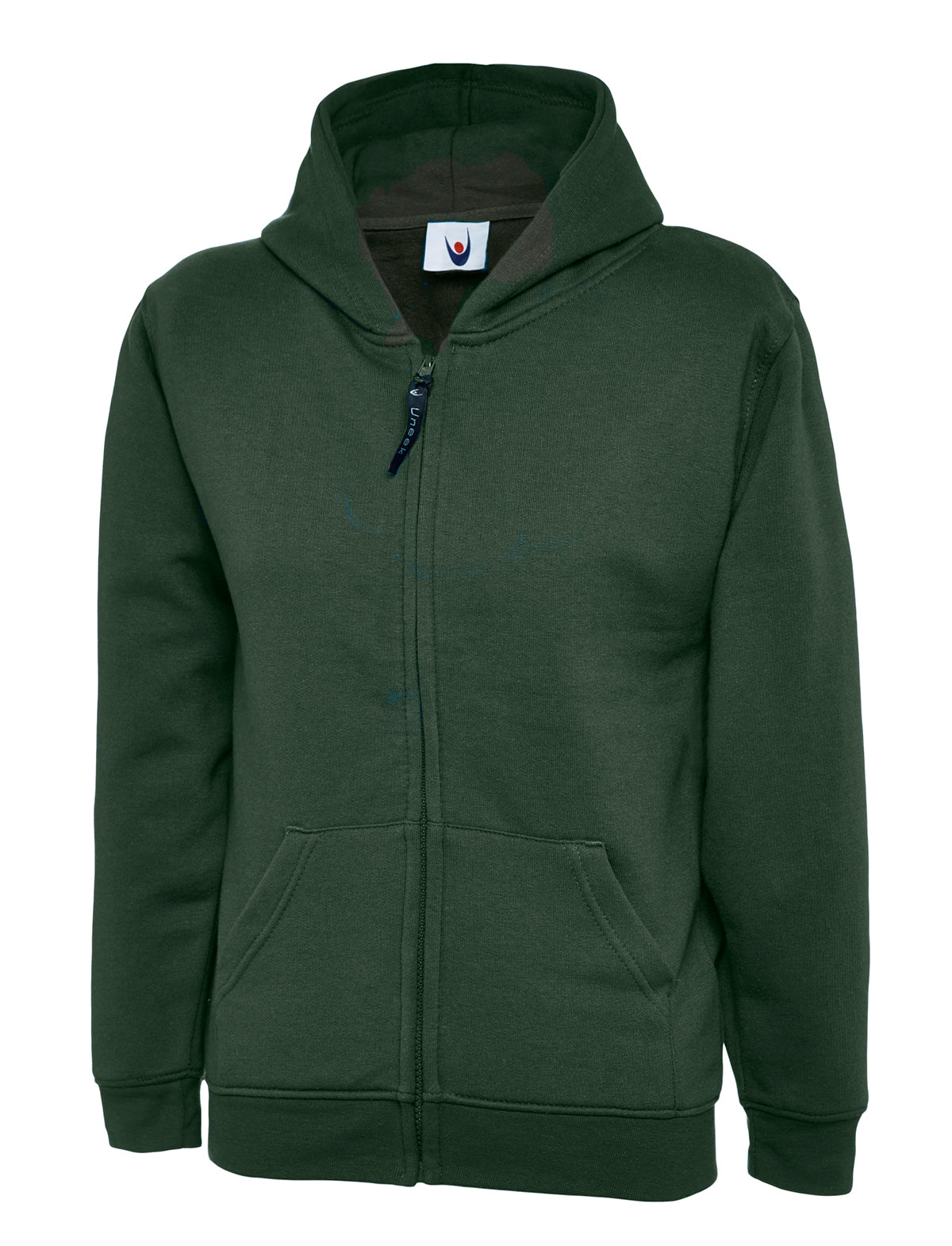 Childrens Classic Full Zip Hooded Sweatshirt - Bottle Green