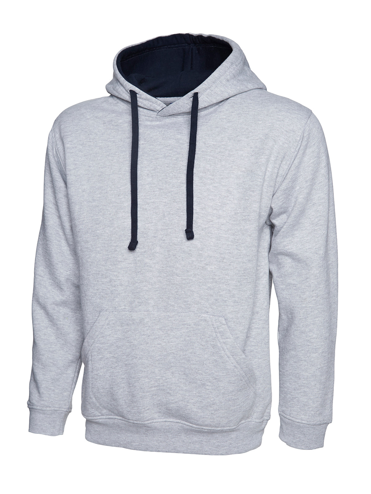 Contrast Hooded Sweatshirt - Heather Grey/Navy
