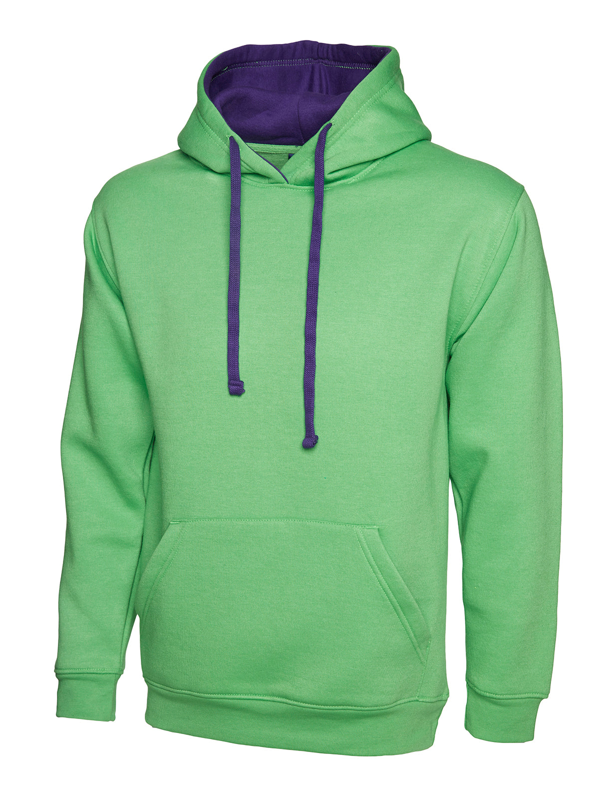 Contrast Hooded Sweatshirt - Lime/Purple