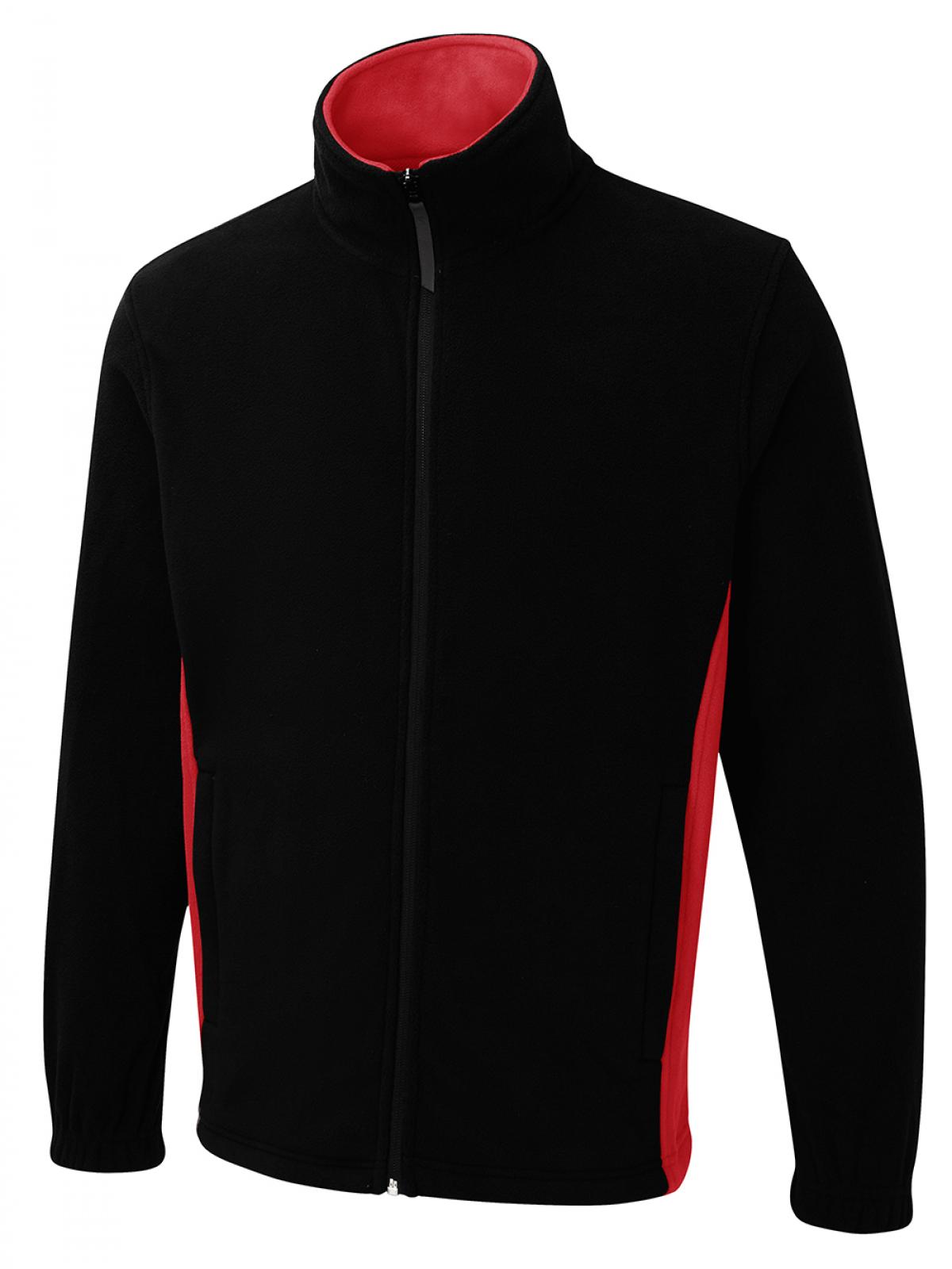 Two Tone Full Zip Fleece Jacket - Black/Red