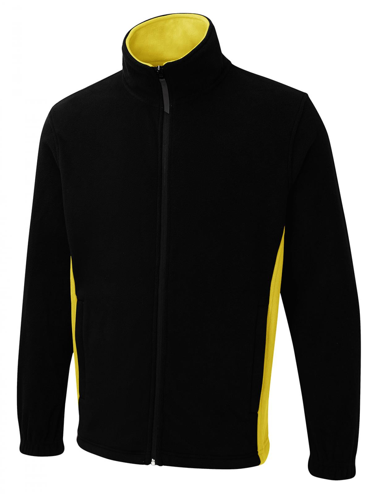 Two Tone Full Zip Fleece Jacket - Black/Yellow
