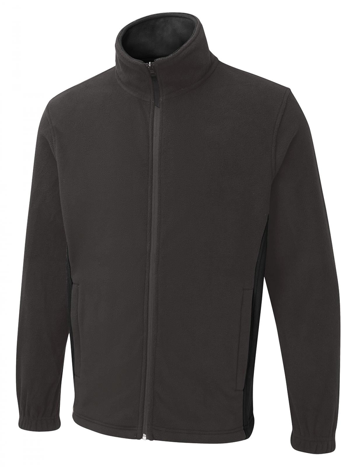 Two Tone Full Zip Fleece Jacket - Charcoal/Black