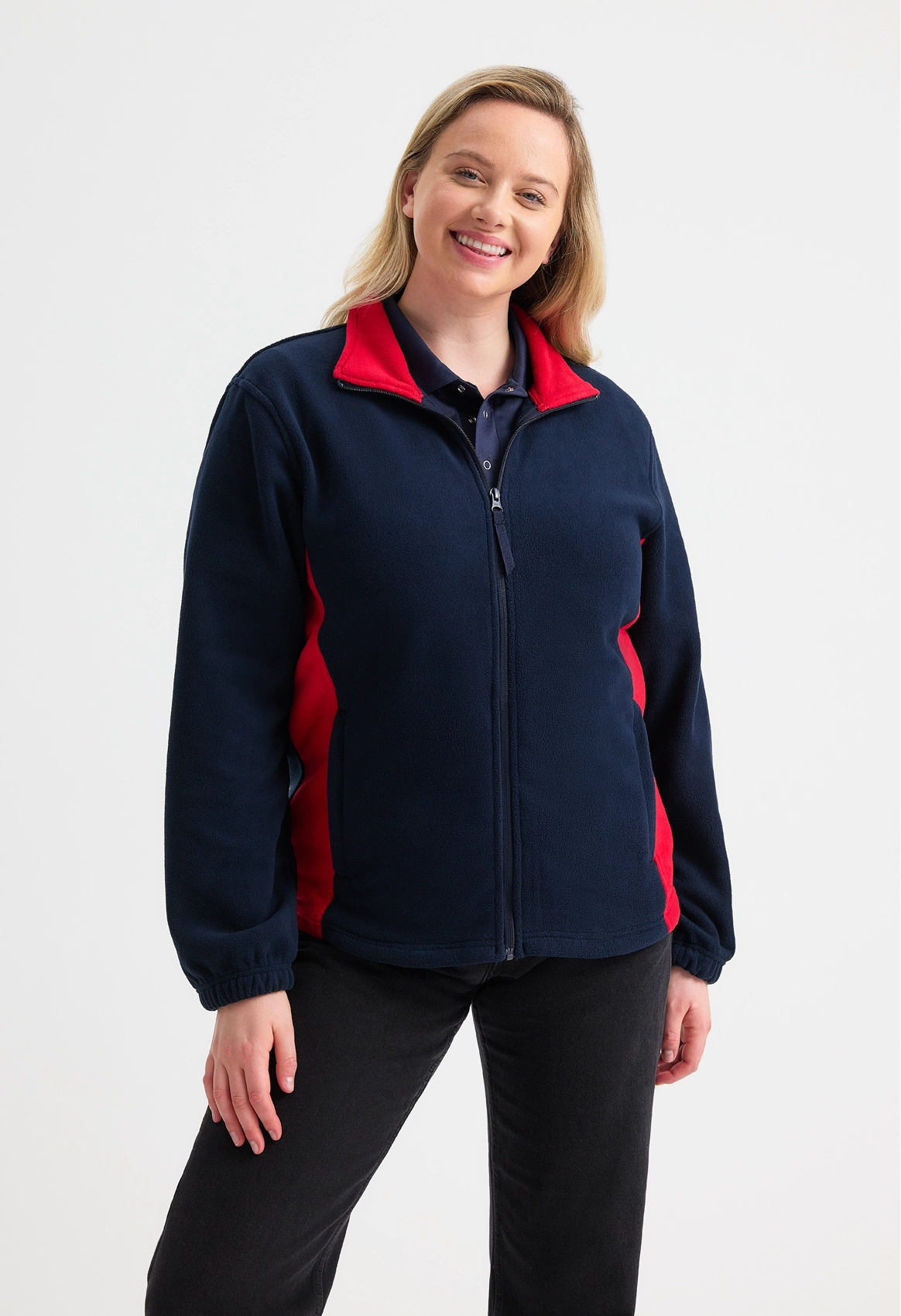 Two Tone Full Zip Fleece Jacket - Black/Charcoal