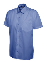 Mens Poplin Half Sleeve Shirt - Mid Blue
