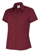 Ladies Poplin Half Sleeve Shirt - Burgundy