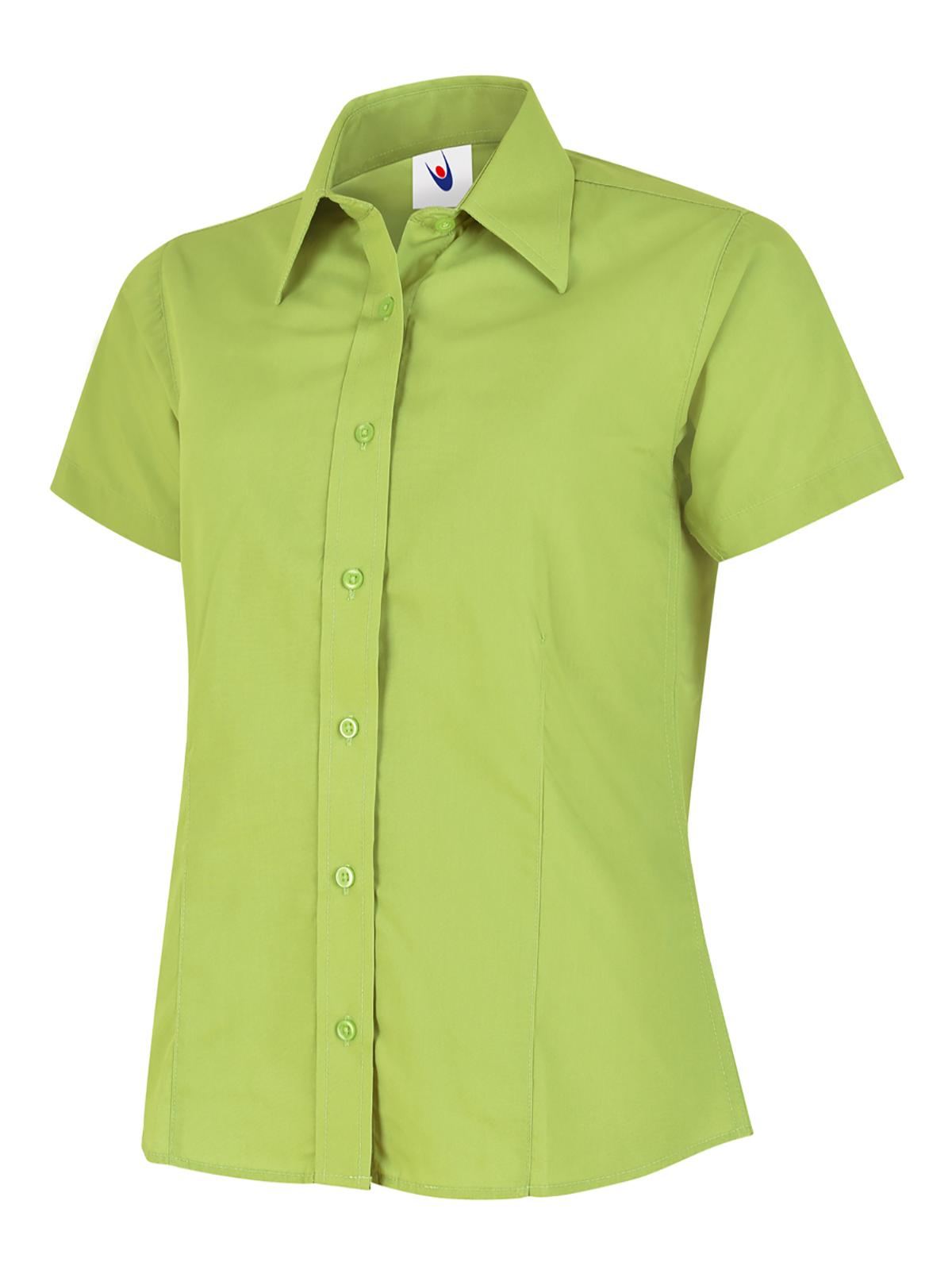Ladies Poplin Half Sleeve Shirt - Lime