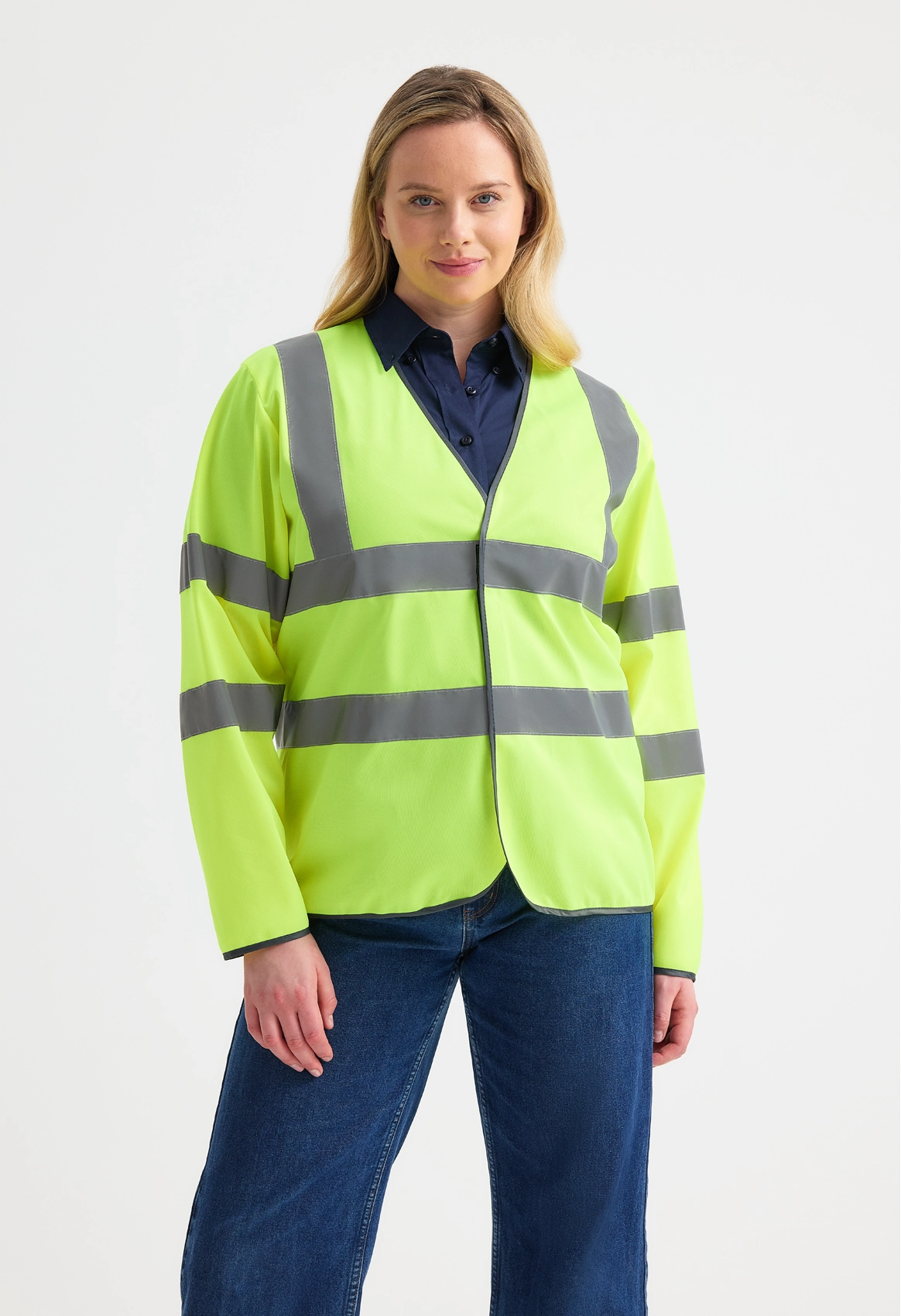 Long Sleeve Hi Vis Safety Waistcoat - Orange