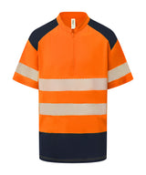 Hi-vis mandarin collar zip neck comfort trim polo (HVJ230)