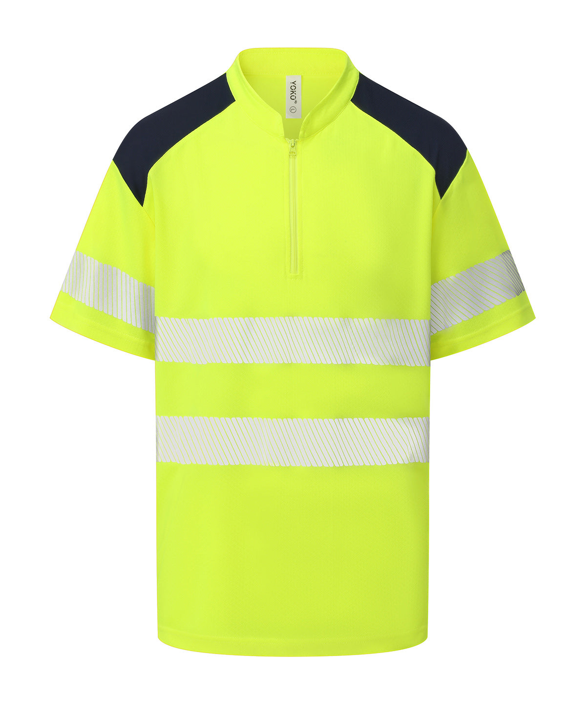 Hi-vis mandarin collar zip neck comfort trim polo (HVJ230)