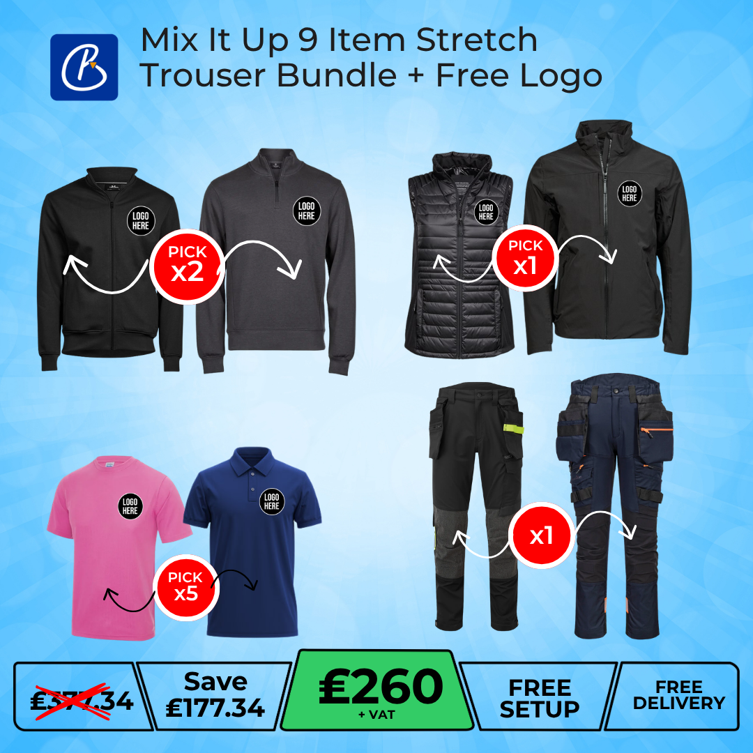 Mix It Up Two-Tone 9 Item Stretch Trouser Bundle + Free Logo
