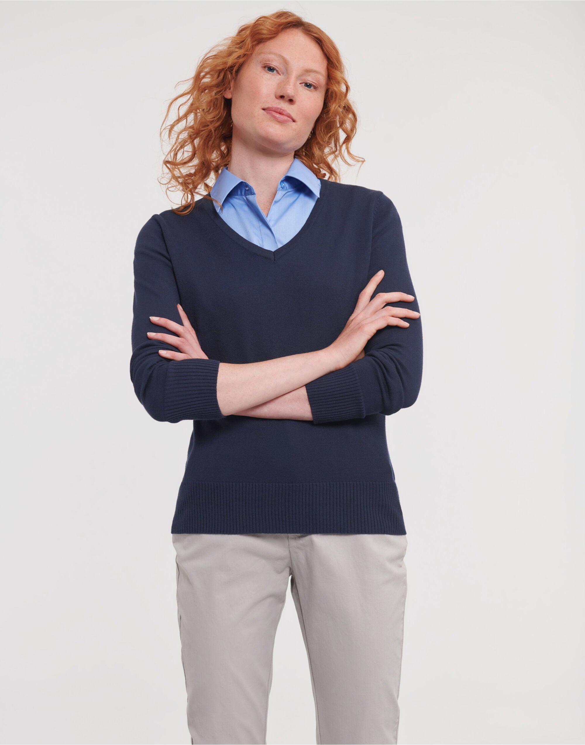 Ladies' V-Neck Knitted Pullover