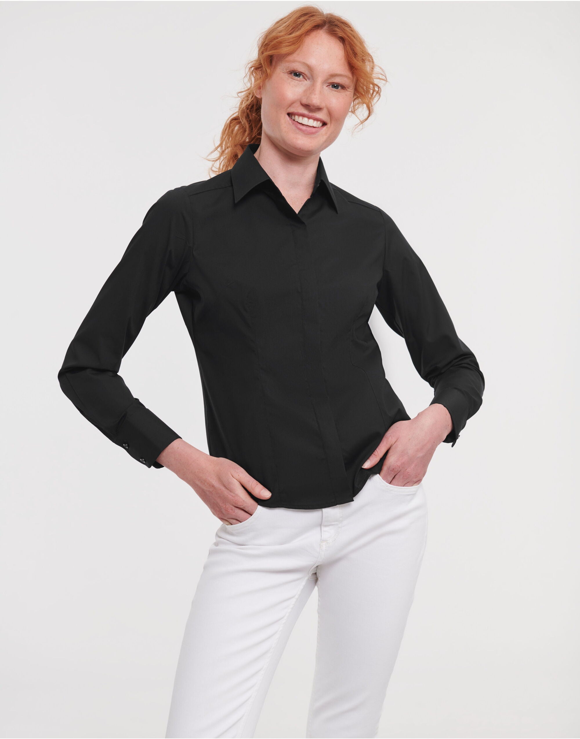 Ladies' Long Sleeve Fitted Polycotton Poplin Shirt