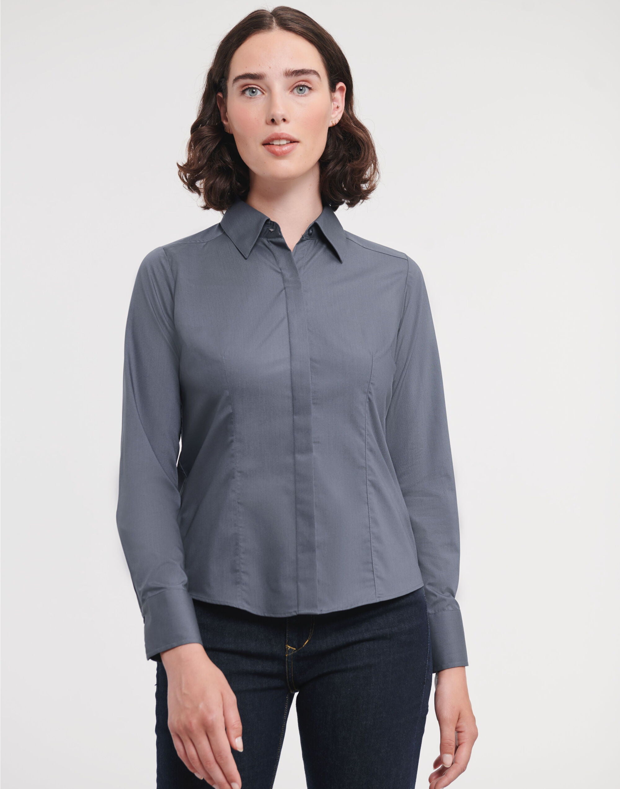 Ladies' Long Sleeve Fitted Polycotton Poplin Shirt