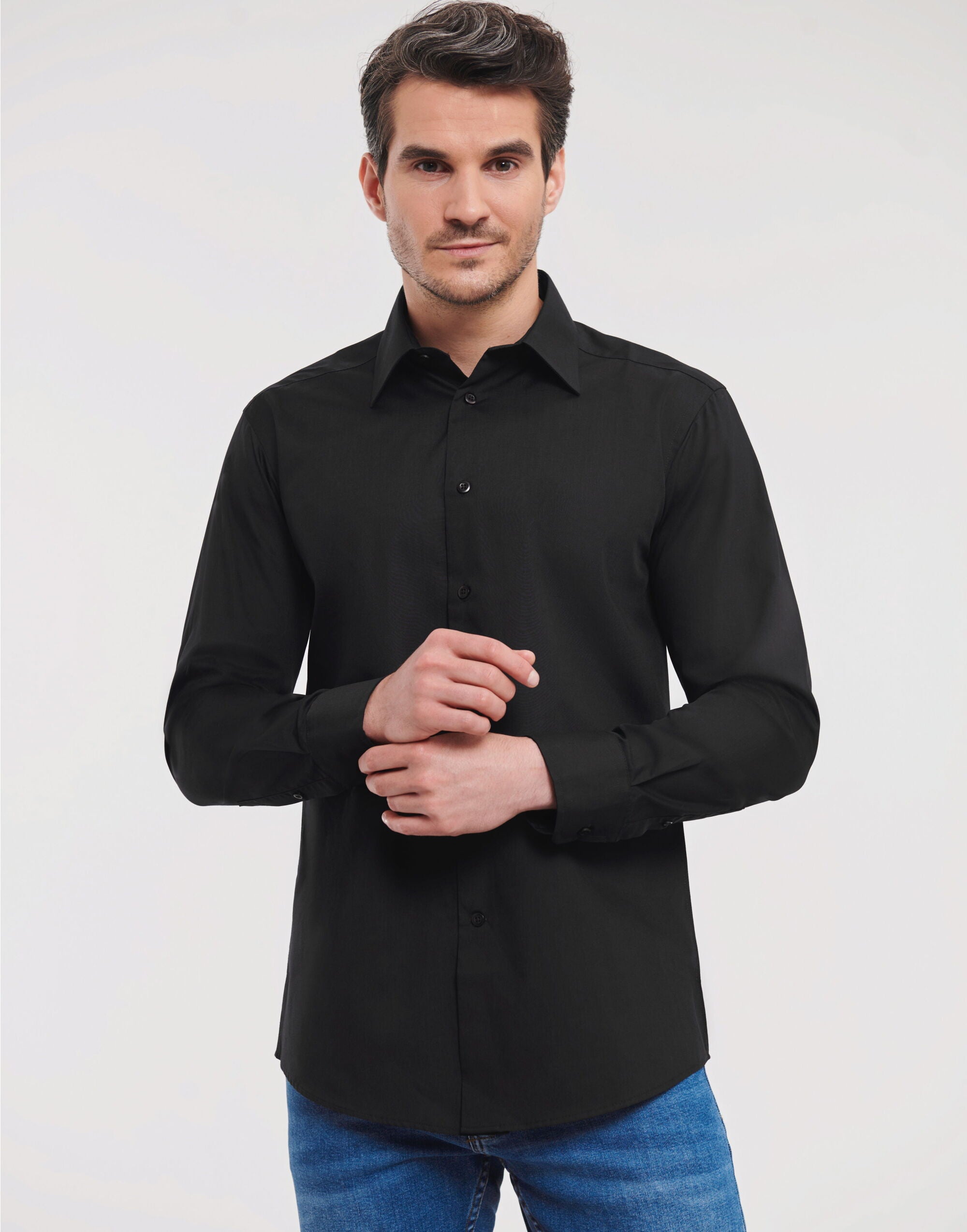 Men's Long Sleeve Tailored Polycotton Poplin Shirt