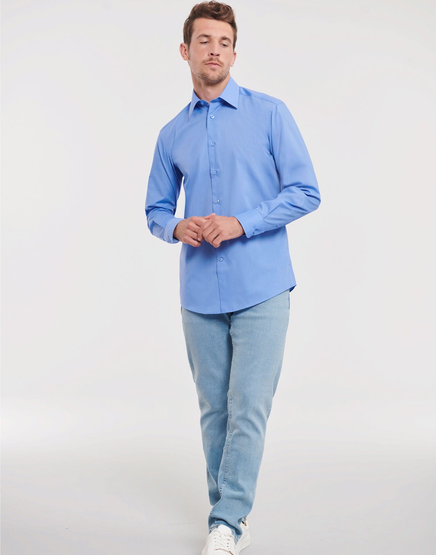 Men's Long Sleeve Tailored Polycotton Poplin Shirt