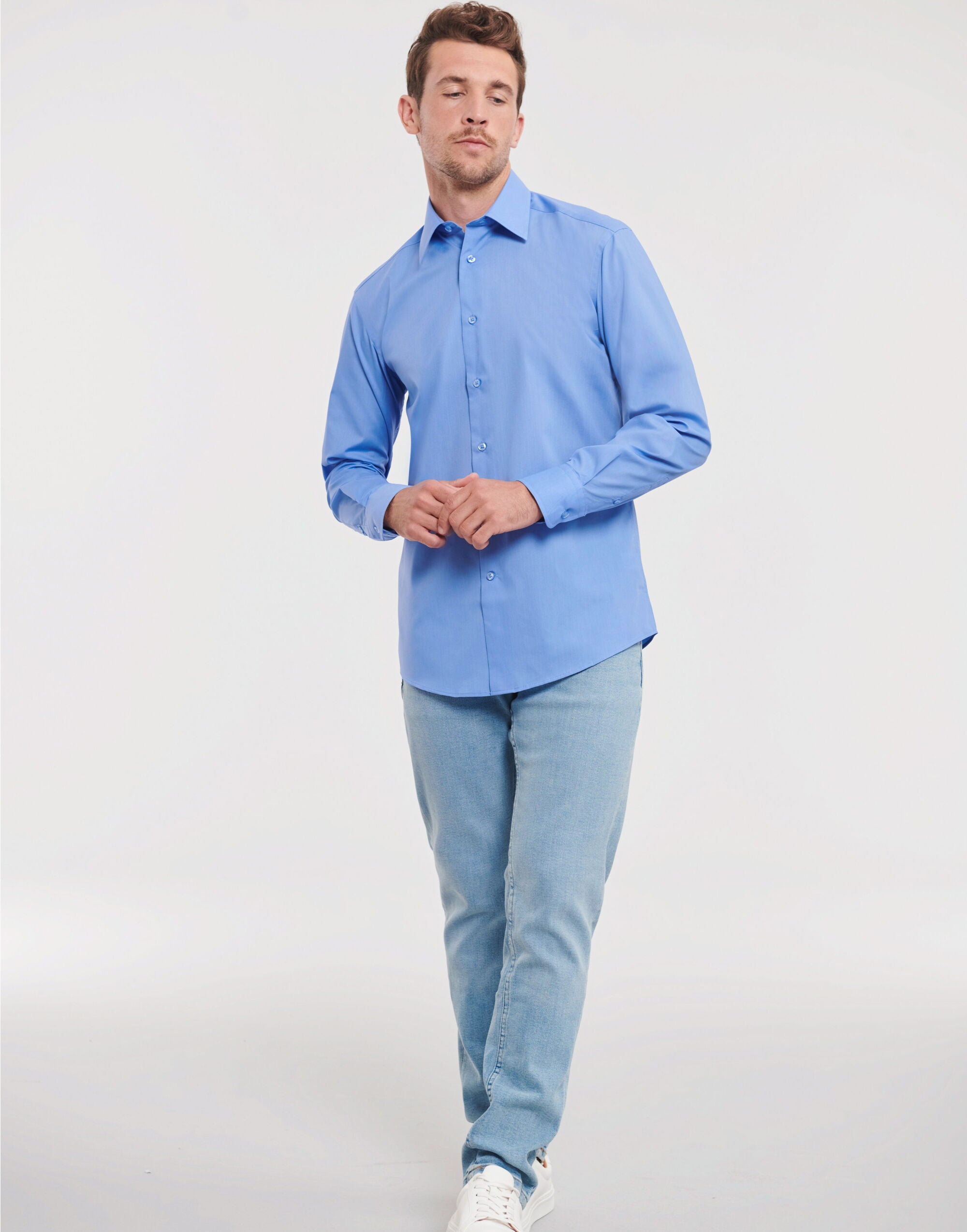 Men's Long Sleeve Tailored Polycotton Poplin Shirt