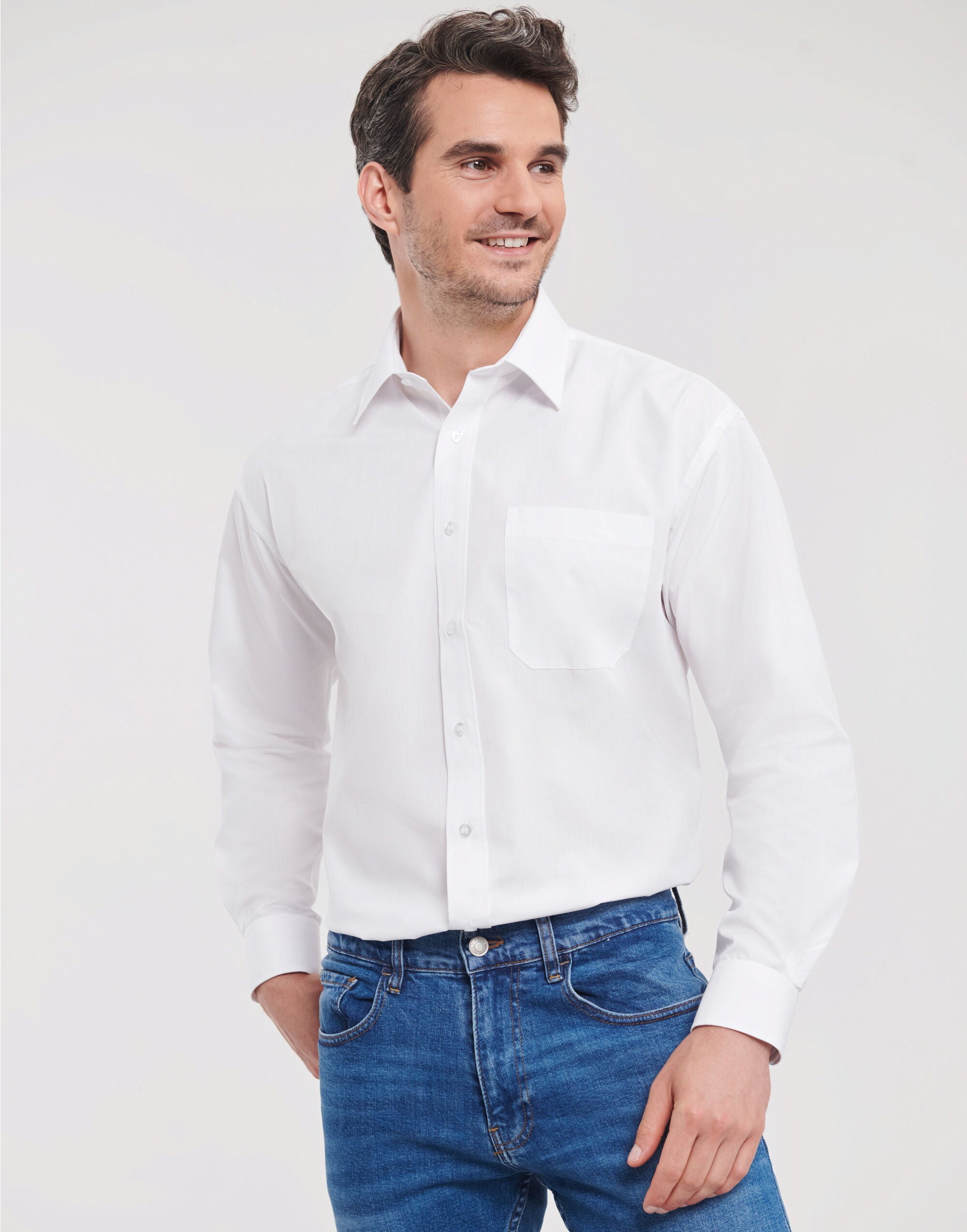 Men's Long Sleeve Classic Polycotton Poplin Shirt