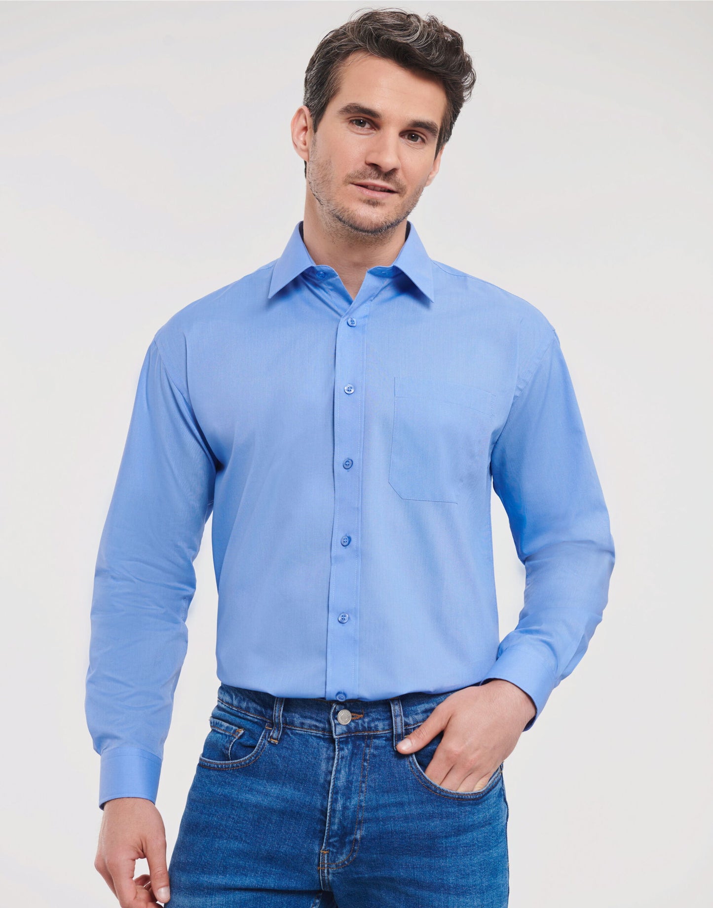 Men's Long Sleeve Classic Polycotton Poplin Shirt